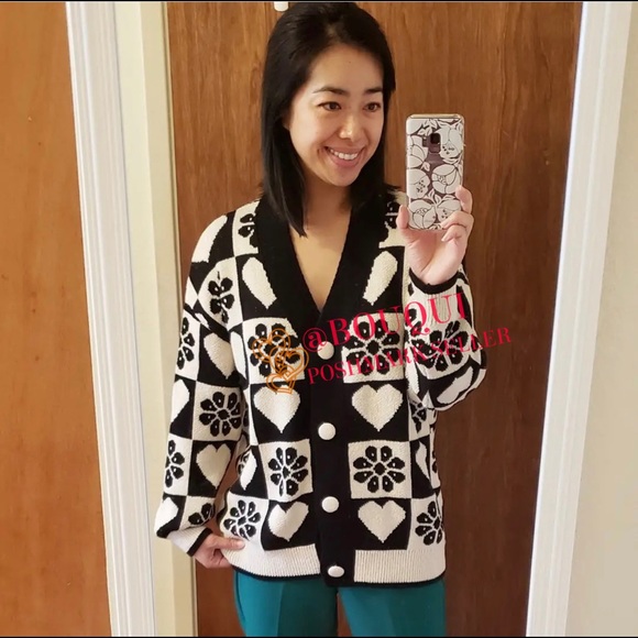 BLOGGERS FAV ZARA V-NECK KNIT JACQUARD JACKET CARDIGAN - Picture 9 of 15